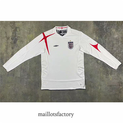 Soldes Maillot du Retro Angleterre 2006 Domicile Blanc Manche Longue