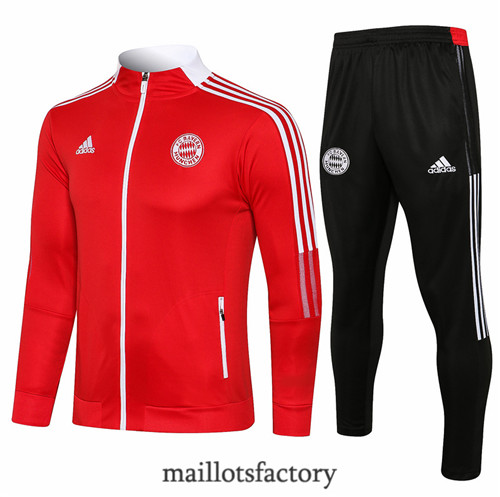 Site Veste Survetement du foot Bayern Munich 2021/22 Rouge Col Haut