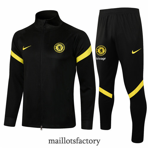 Site Veste Survetement du foot Chelsea 2021/22 Noir Col Haut