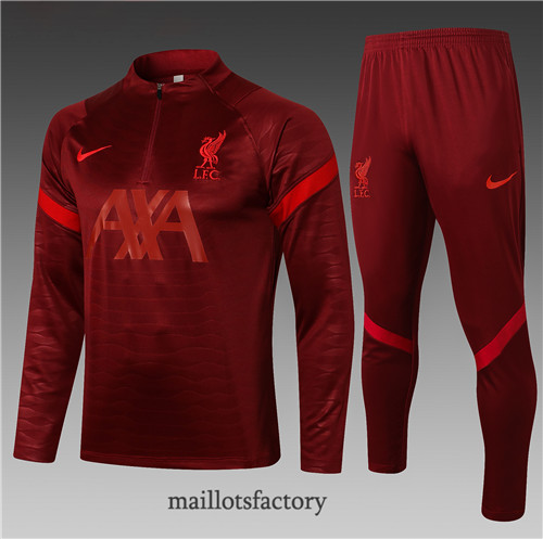 Soldes Survetement Enfant de foot Liverpool 2021/22 Rouge