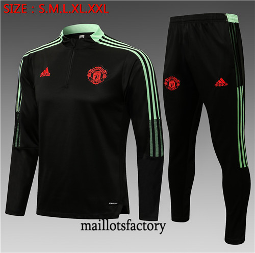 Soldes Survetement du foot Manchester United 2021/22 Noir/Vert