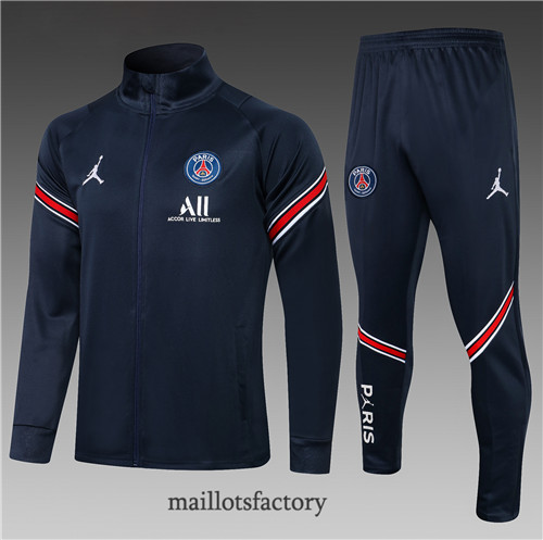 Soldes Veste Survetement Enfant de foot Jordan PSG 2021/22 Bleu Marine