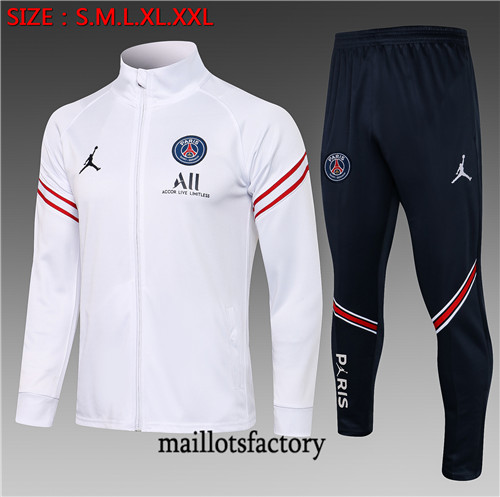 Soldes Veste Survetement du foot Jordan PSG 2021/22 Blanc/Rouge