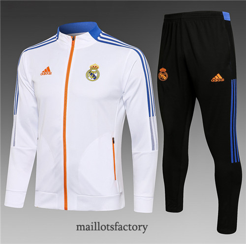 Soldes Veste Survetement Enfant de foot Real Madrid 2021/22 Blanc