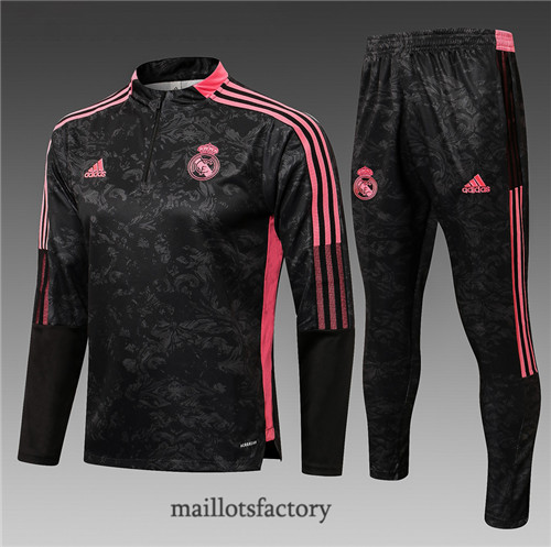 Soldes Survetement Enfant de foot Real Madrid 2021/22 Noir/Rouge