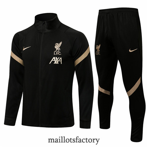 Site Veste Survetement du foot Liverpool 2021/22 Noir Col Haut