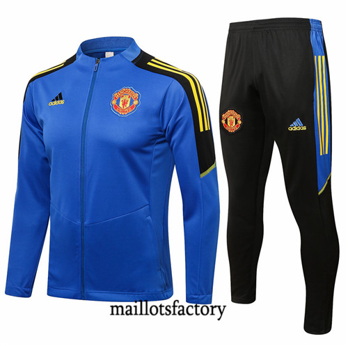 Site Veste Survetement du foot Manchester United 2021/22 Bleu