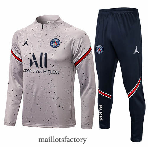 Grossiste Survetement du foot Jordan PSG 2021/22 Gris