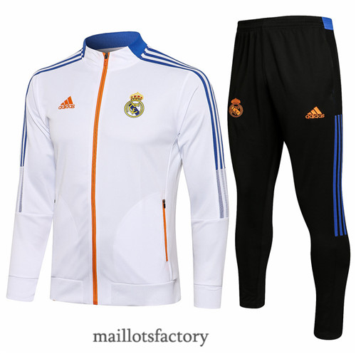 Grossiste Veste Survetement du foot Real Madrid 2021/22 Blanc