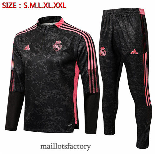 Grossiste Survetement du foot Real Madrid 2021/22 Noir/Rouge