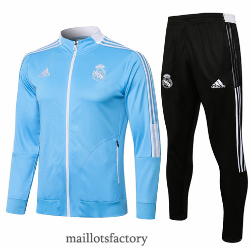 Grossiste Veste Survetement du foot Real Madrid 2021/22 Bleu