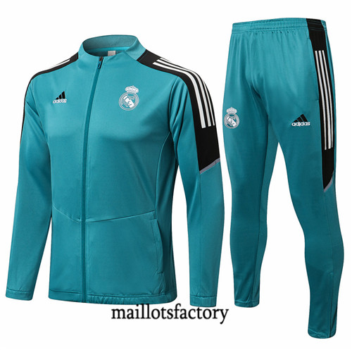 Grossiste Veste Survetement du foot Real Madrid 2021/22 Bleu/Noir