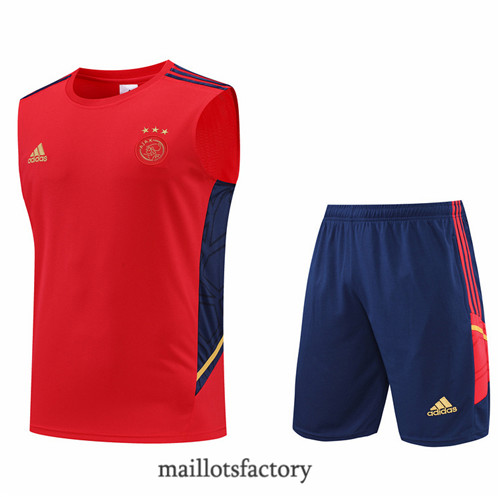 Achat Kit d'entrainement Maillot du AFC Ajax Debardeur 2022/23 Rouge/Bleu Marine y730