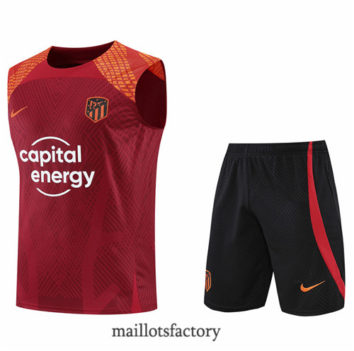 Achat Kit d'entrainement Maillot du Atletico Madrid Debardeur 2022/23 Rouge/Noir y766