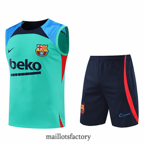 Achat Kit d'entrainement Maillot du Barcelone Debardeur 2022/23 Vert/Bleu Marine y771