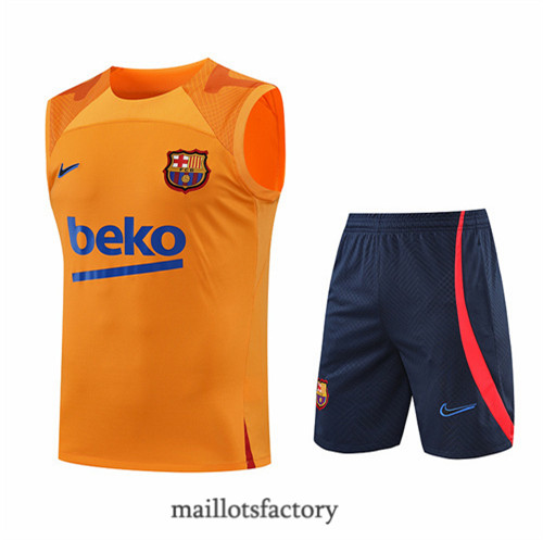 Achat Kit d'entrainement Maillot du Barcelone Debardeur 2022/23 Orange/Bleu Marine y772