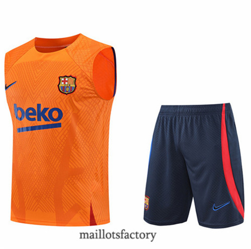 Achat Kit d'entrainement Maillot du Barcelone Debardeur 2022/23 Orange/Bleu Marine y776