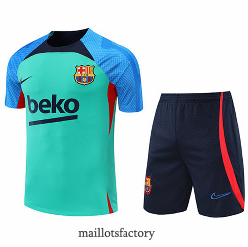 Achat Kit d'entrainement Maillot du Barcelone + Short 2022/23 Vert/Bleu Marine y779