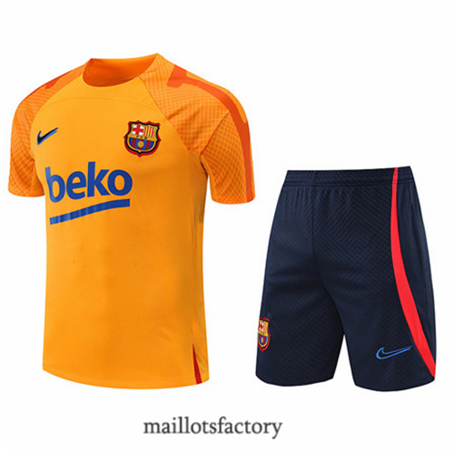 Achat Kit d'entrainement Maillot du Barcelone + Short 2022/23 Orange/Bleu Marine y782