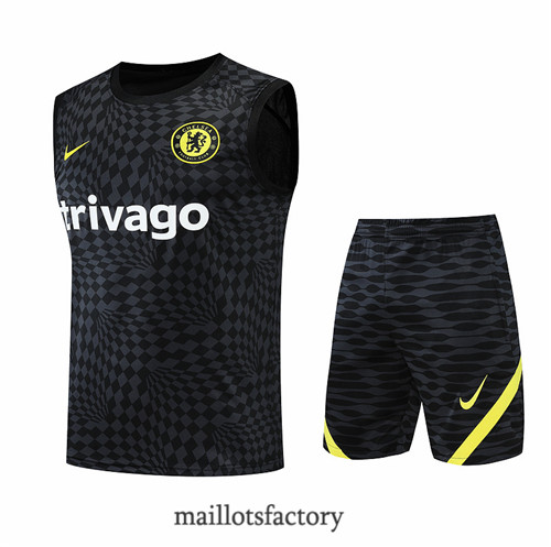 Achat Kit d'entrainement Maillot du Chelsea Debardeur 2022/23 Noir y883