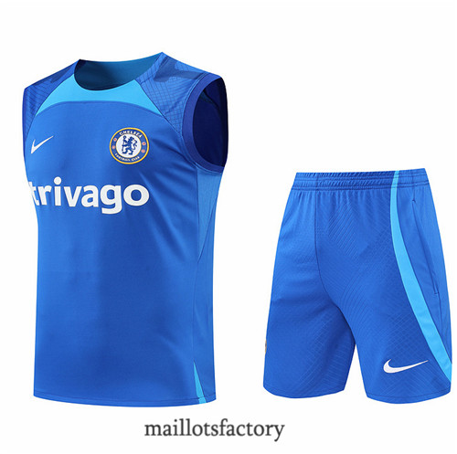 Achat Kit d'entrainement Maillot du Chelsea Debardeur 2022/23 Bleu y887