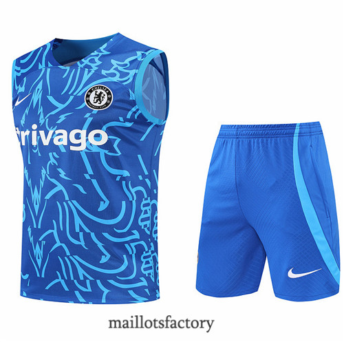 Achat Kit d'entrainement Maillot du Chelsea Debardeur 2022/23 Bleu y888