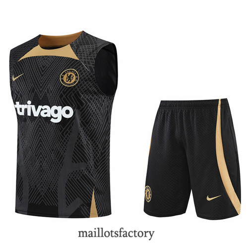 Achat Kit d'entrainement Maillot du Chelsea Debardeur 2022/23 Noir y889