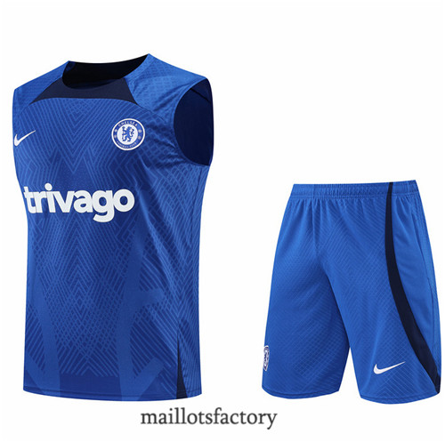 Achat Kit d'entrainement Maillot du Chelsea Debardeur 2022/23 Bleu y890