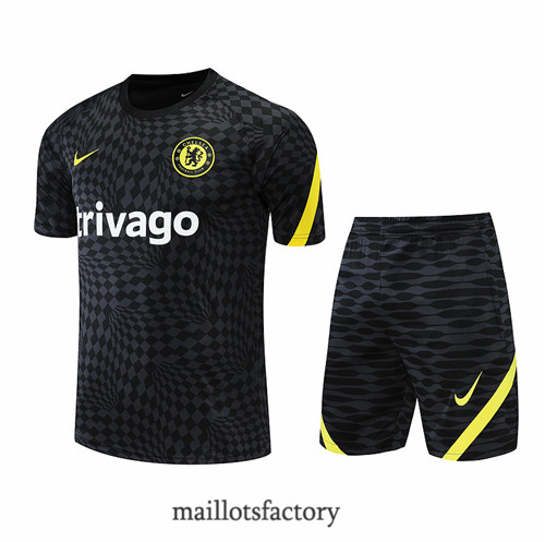 Achat Kit d'entrainement Maillot du Chelsea + Short 2022/23 Noir/Gris y891