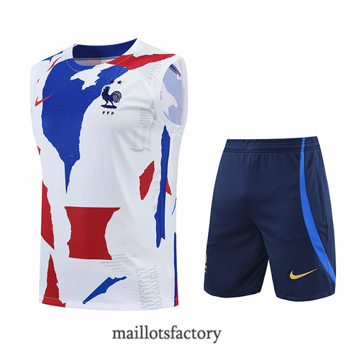 Achat Kit d'entrainement Maillot du France Debardeur 2022/23 Blanc/Bleu Marine y859