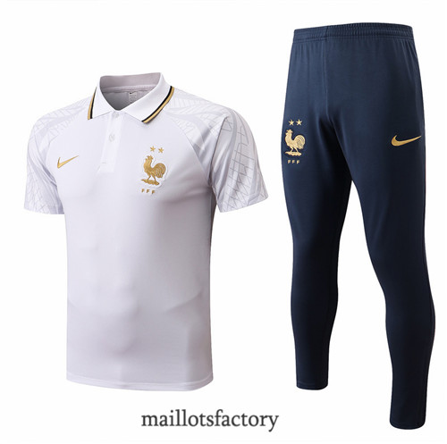 Achat Kit d'entrainement Maillot du polo France 2022/23 Blanc/Bleu Marine y866