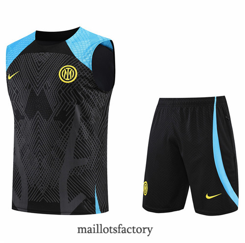 Achat Kit d'entrainement Maillot du Inter Milan Debardeur 2022/23 Noir y938