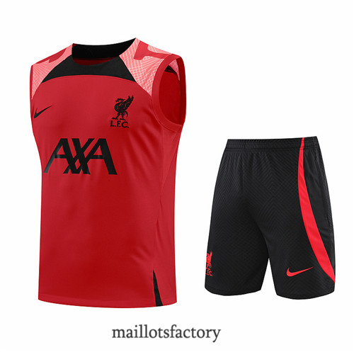 Achat Kit d'entrainement Maillot du Liverpool Debardeur 2022/23 Rouge/Noir y905