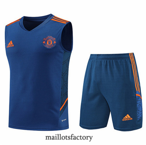 Achat Kit d'entrainement Maillot du Manchester United Debardeur 2022/23 Bleu y926