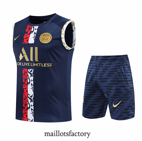 Achat Kit d'entrainement Maillot du Paris PSG Debardeur 2022/23 Bleu Marine y813