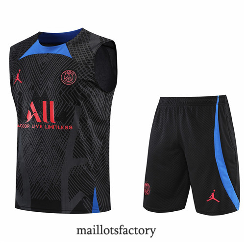 Achat Kit d'entrainement Maillot du Paris PSG Debardeur 2022/23 Noir y827