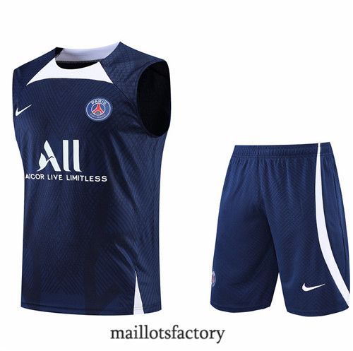 Achat Kit d'entrainement Maillot du Paris PSG Debardeur 2022/23 Bleu Marine y828