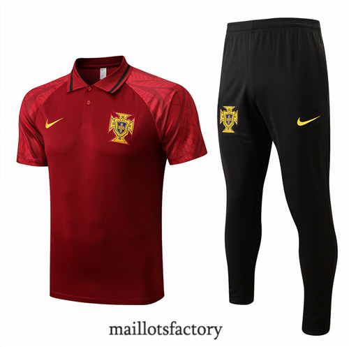 Achat Kit d'entrainement Maillot du polo Portugal 2022/23 Rouge/Noir y874