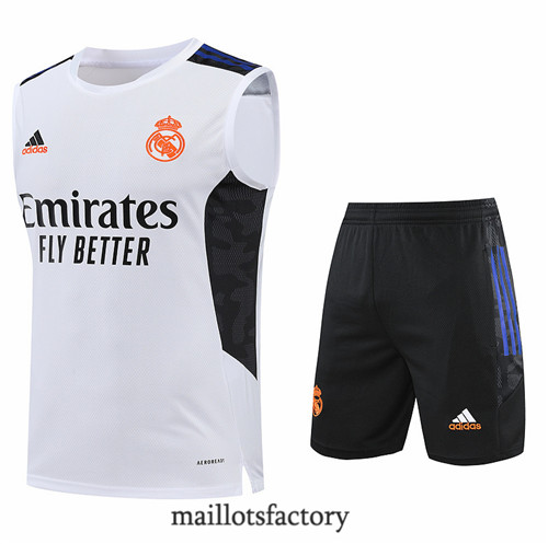 Achat Kit d'entrainement Maillot du Real Madrid Debardeur 2022/23 Blanc/Noir y789