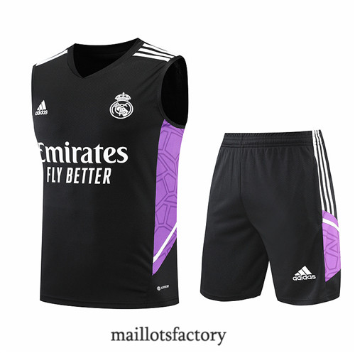 Achat Kit d'entrainement Maillot du Real Madrid Debardeur 2022/23 Noir y792