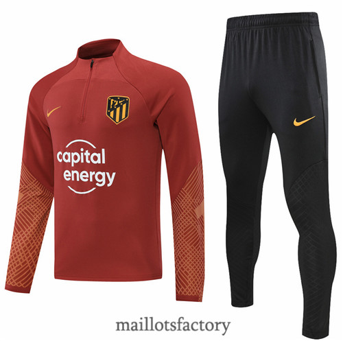 Achat Survetement du foot Atletico Madrid 2022/23 Rouge/Noir y424