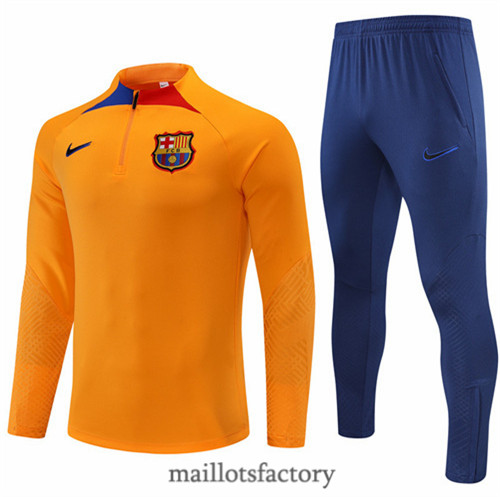 Achat Survetement du foot Barcelone 2022/23 Orange/Bleu y429