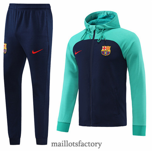 Achat Veste Survetement du foot Barcelone 2022/23 à capuche Bleu Marine/Bleu y430