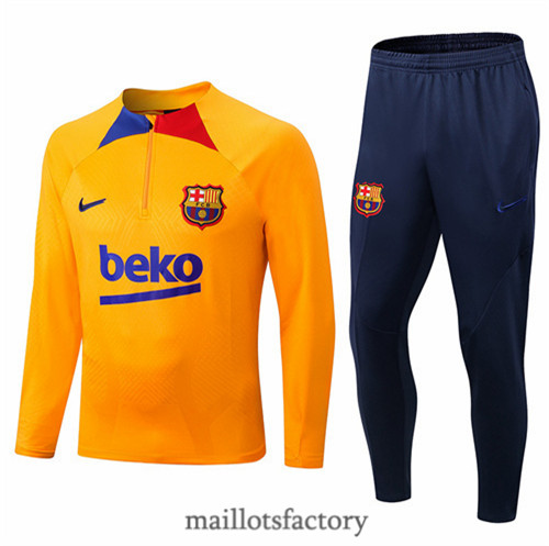 Achat Survetement du foot Barcelone 2022/23 Orange/Bleu y435