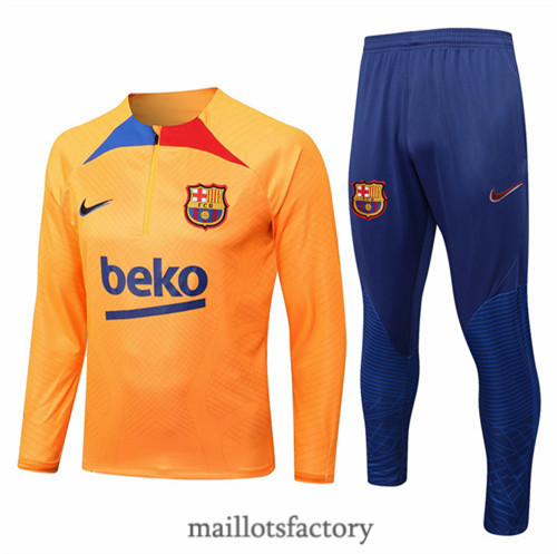 Achat Survetement du foot Barcelone 2022/23 Orange/Bleu y436