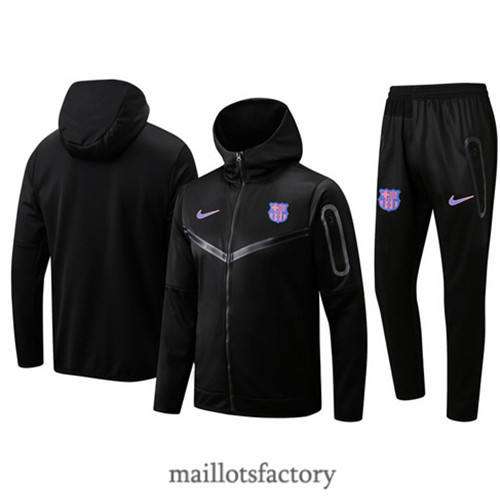 Achat Veste Survetement du foot Barcelone 2022/23 à capuche Noir y437