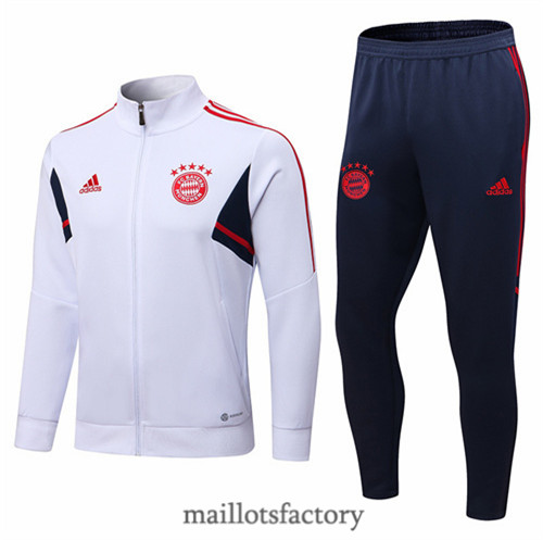 Achat Veste Survetement du foot Bayern Munich 2022/23 Blanc y410