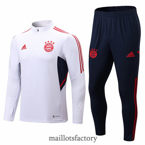 Achat Survetement du foot Bayern Munich 2022/23 Blanc/Noir y413