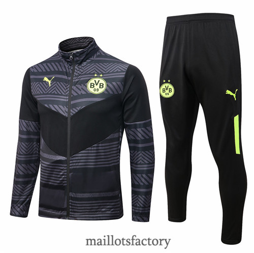 Achat Veste Survetement du foot Borussia Dortmund 2022/23 Noir/Gris y423