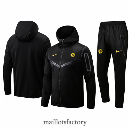 Achat Veste Survetement du foot Chelsea 2022/23 à capuche Noir y556